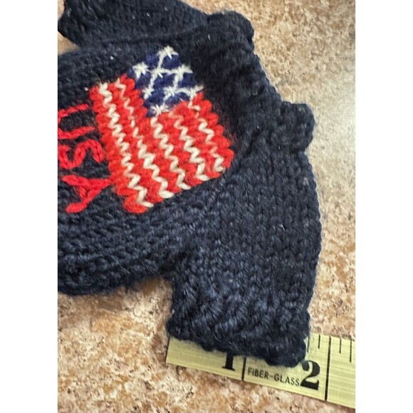 VNTG American Flag Crochet Teddy Bear / Doll Sweater – Patriotic USA Outfit - Picture 6 of 6